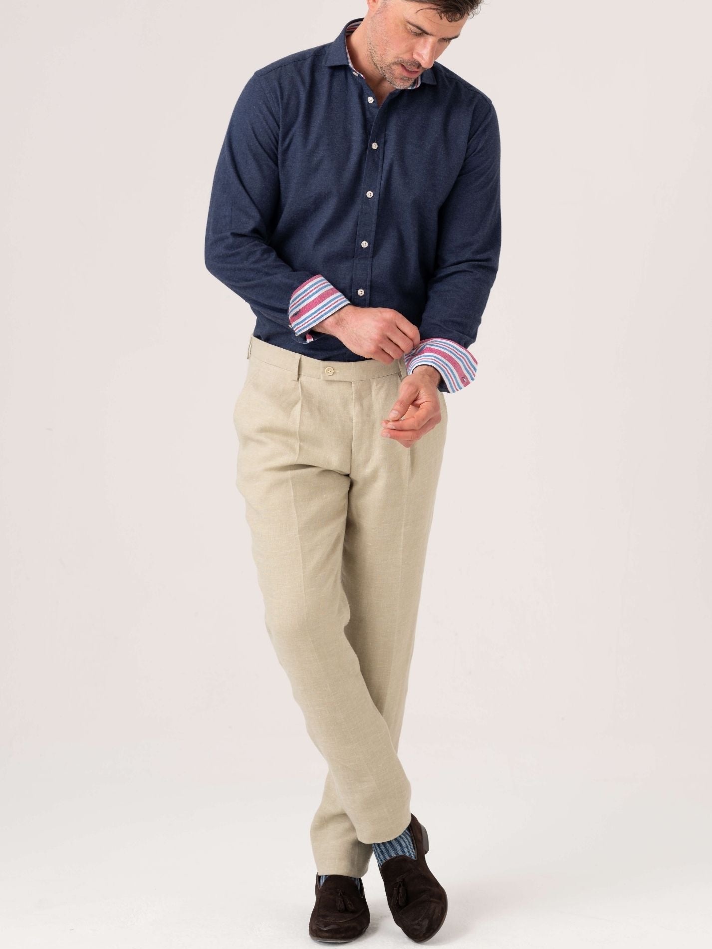 Navy Cotton-Cashmere Shirt