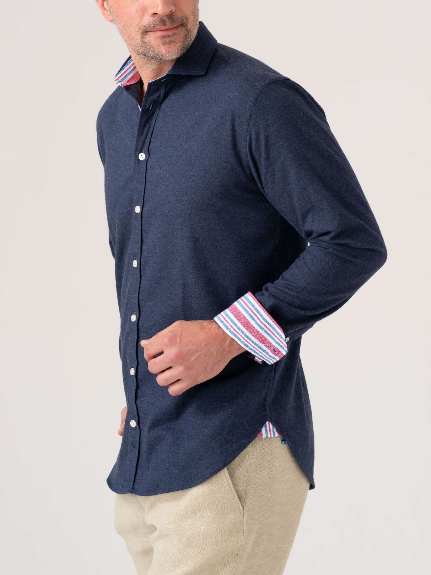 Navy Cotton-Cashmere Shirt