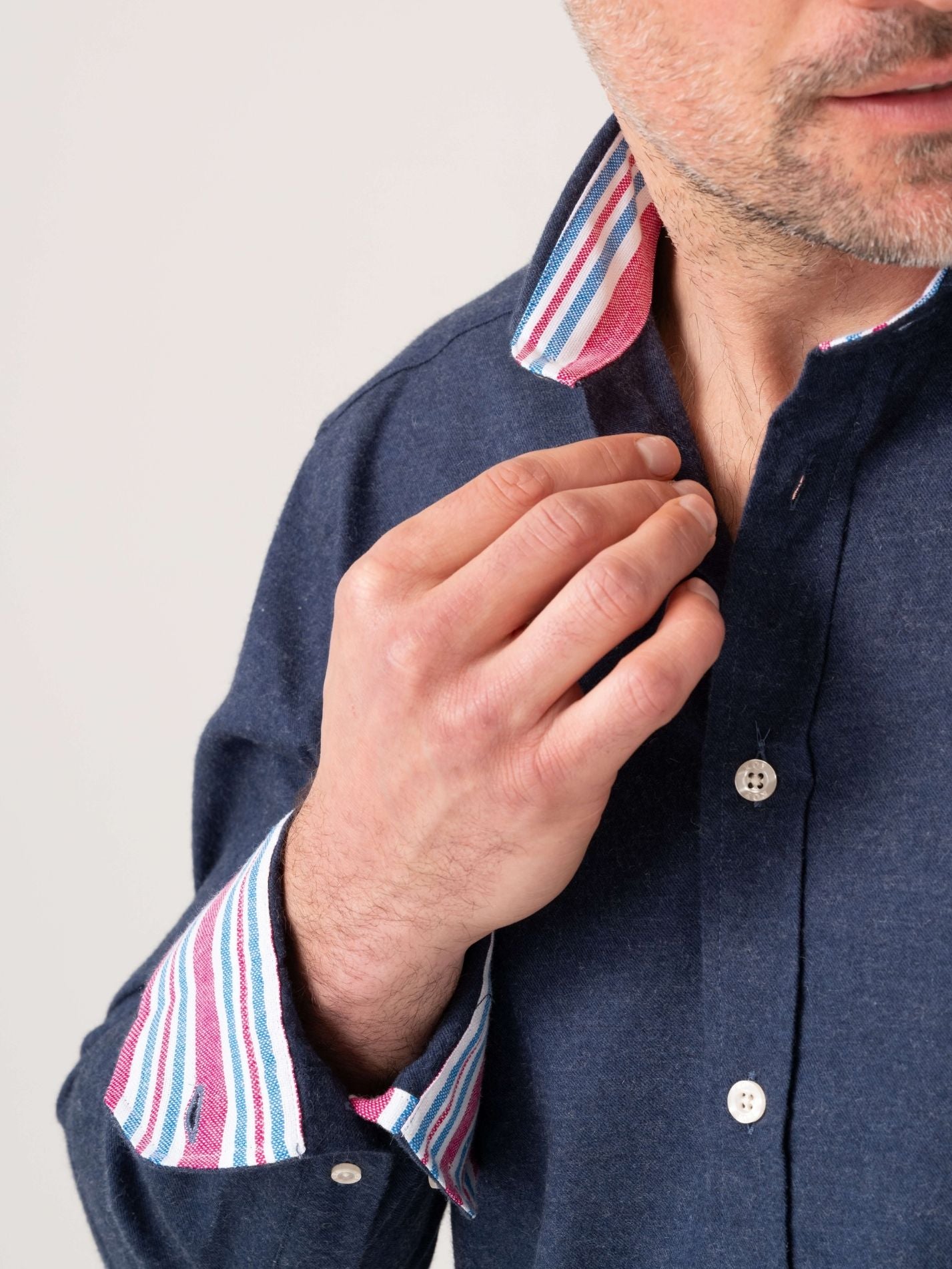 Navy Cotton-Cashmere Shirt