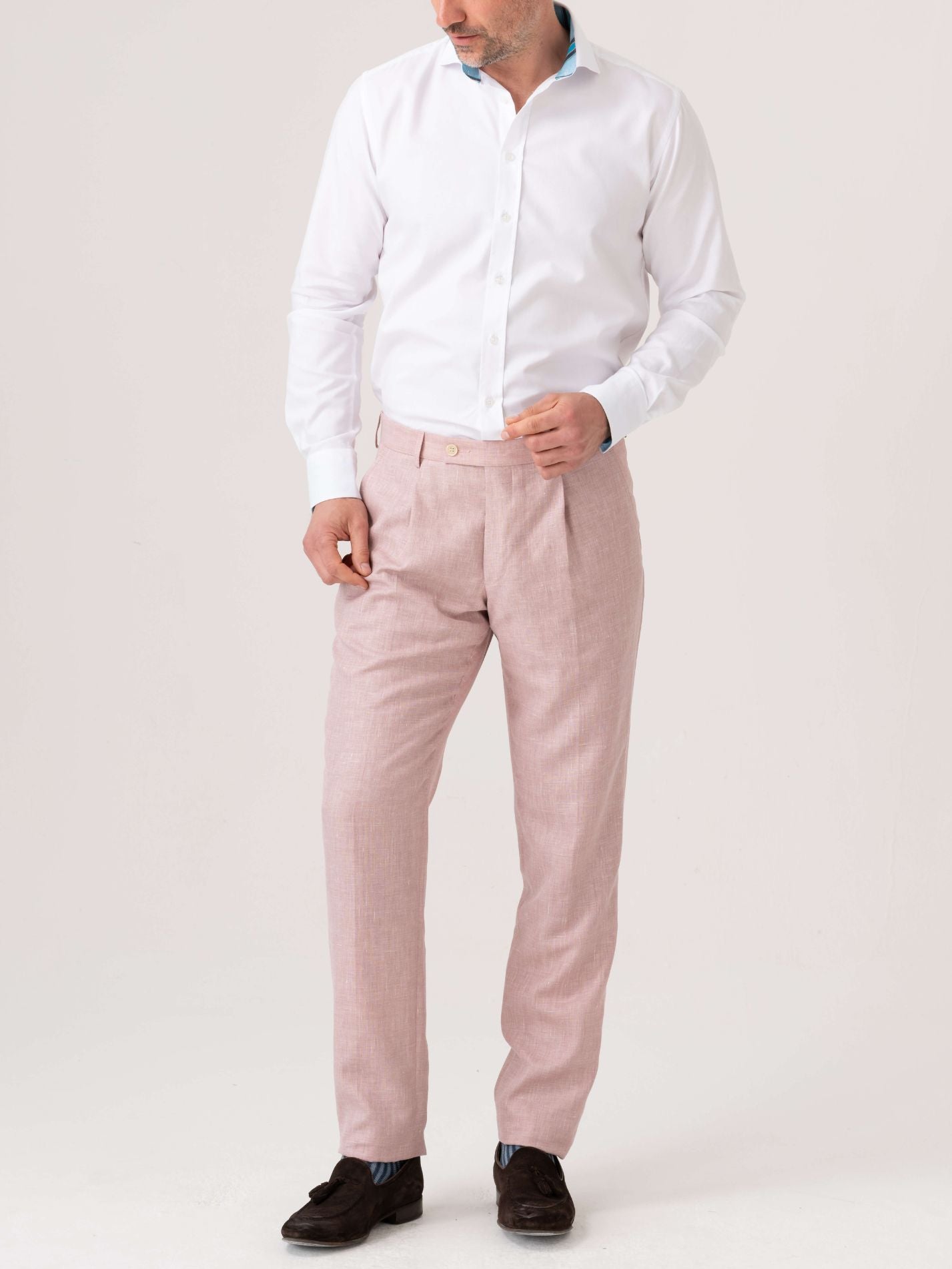 Pink Linen Suit Trousers by Koy Clothing