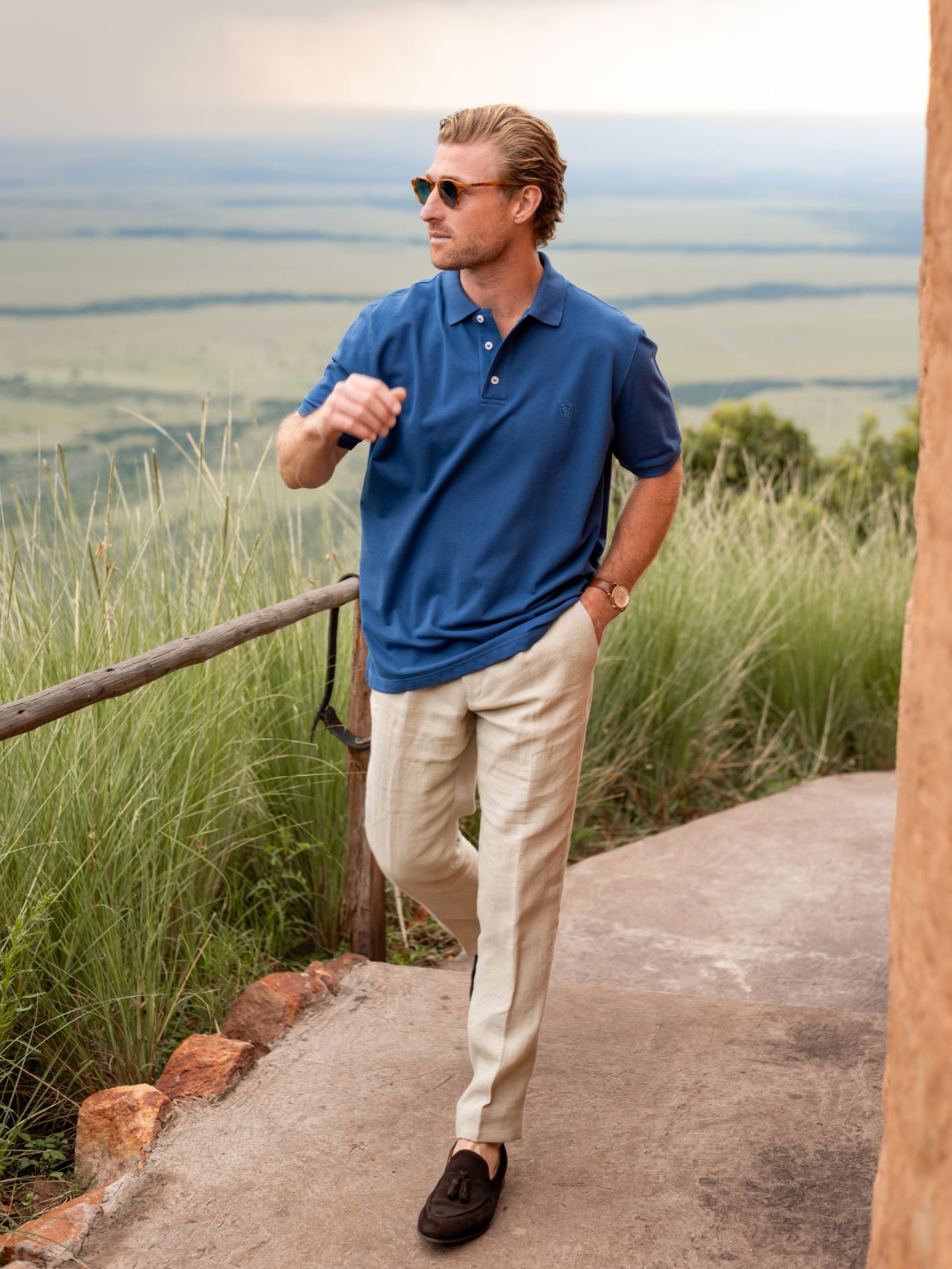 Dark Blue Piqué Cotton Polo