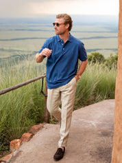 Dark Blue Piqué Cotton Polo