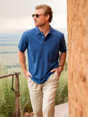 Dark Blue Piqué Cotton Polo