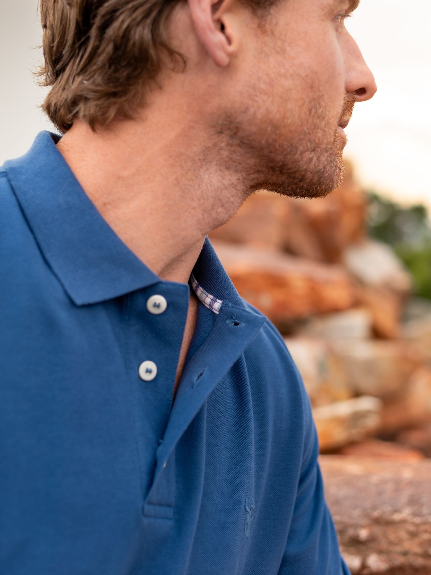Dark Blue Piqué Cotton Polo
