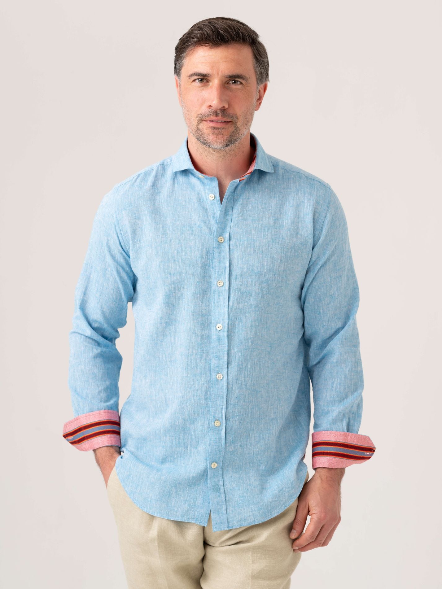 Anga Sky-Blue Linen Shirt