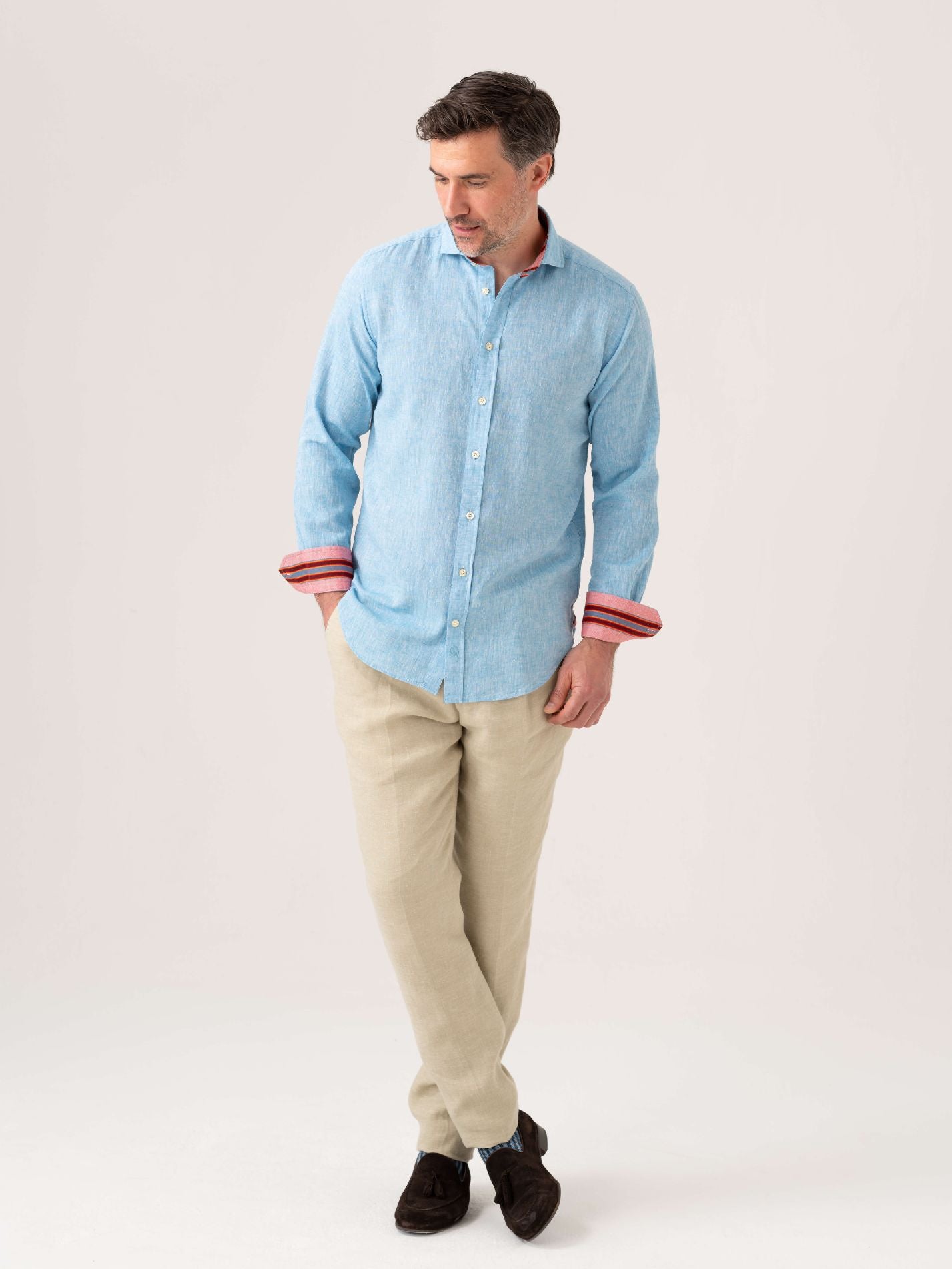 Anga Sky-Blue Linen Shirt