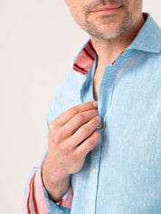 Anga Sky-Blue Linen Shirt