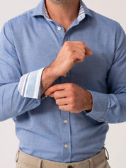 Blue Cotton-Merino Shirt