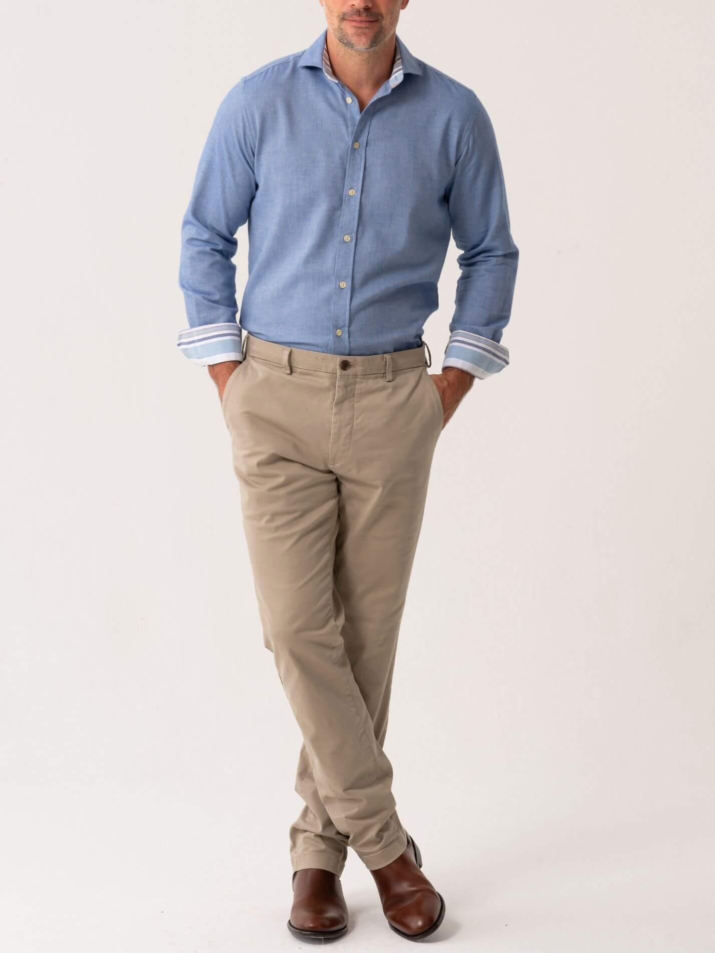 Blue Cotton-Merino Shirt