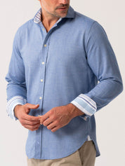 Blue Cotton-Merino Shirt