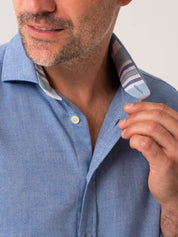 Blue Cotton-Merino Shirt