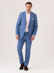 Blue Linen Blend Blazer Suit by Koy Clothing