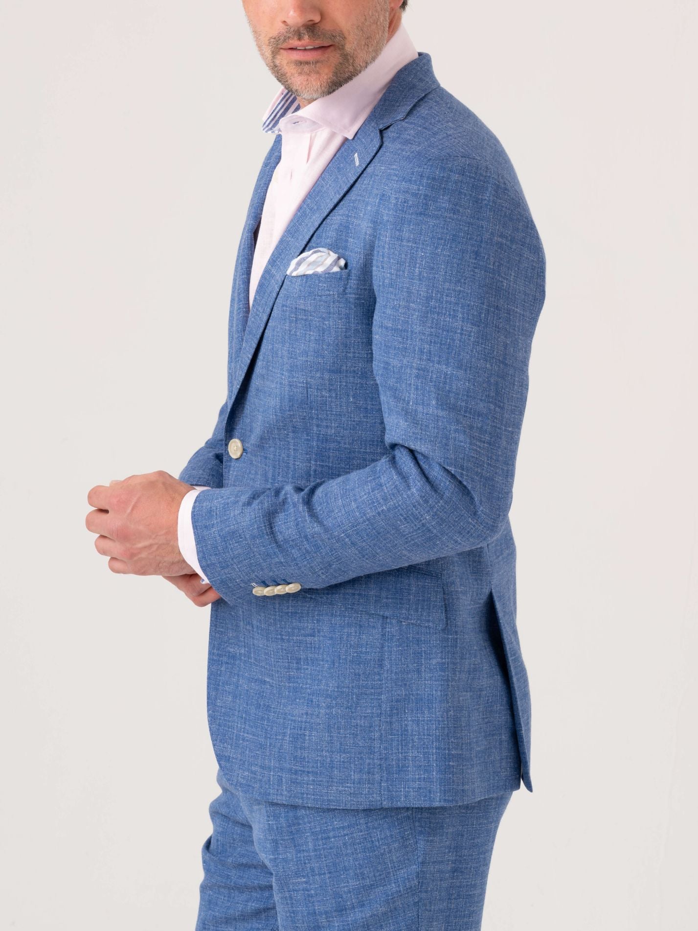 Blue Linen Blend Blazer Suit by Koy Clothing