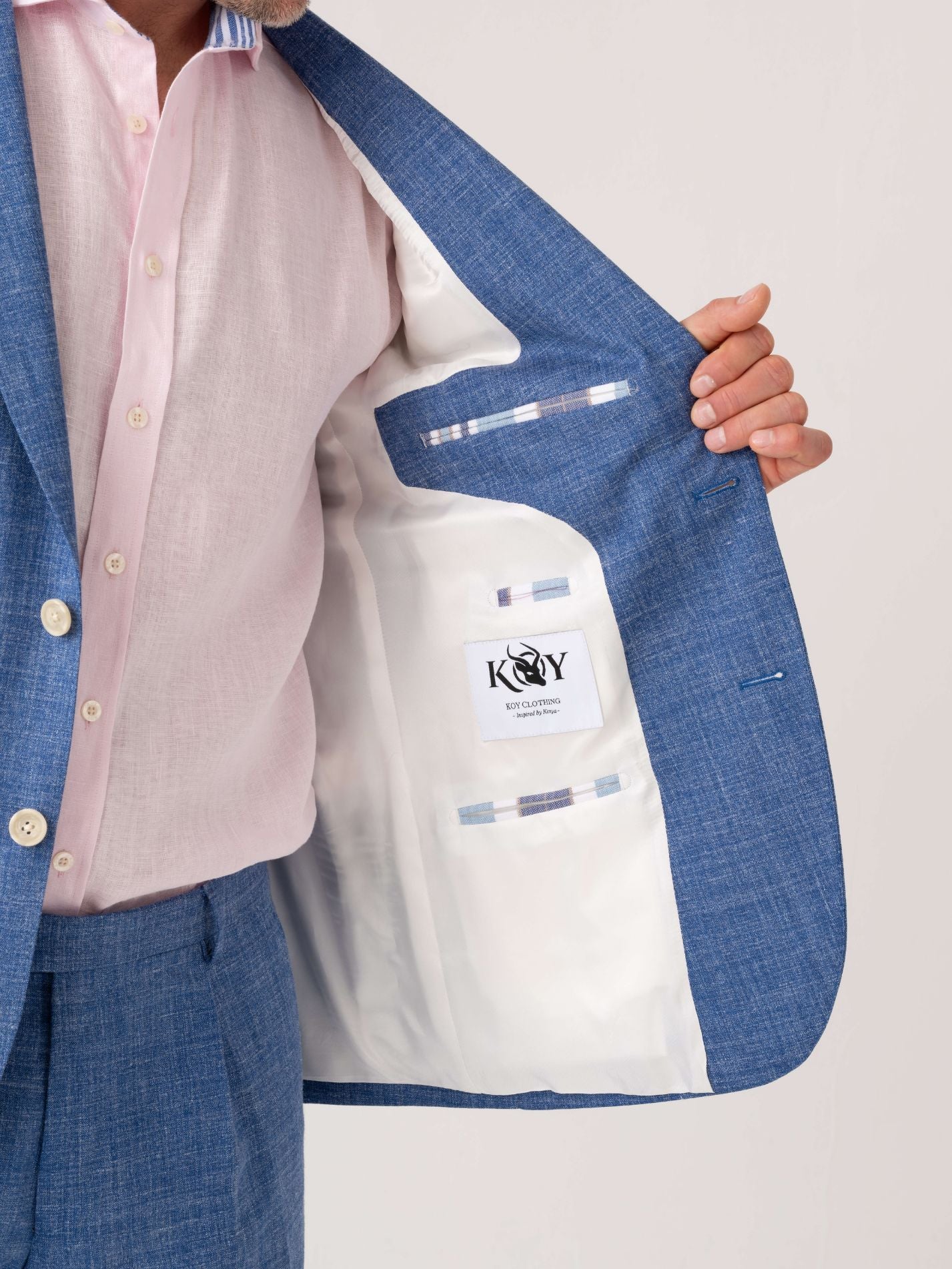 Blue Linen Blend Blazer Suit by Koy Clothing