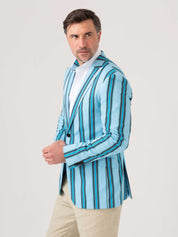 Turquoise Striped Kikoy Blazer