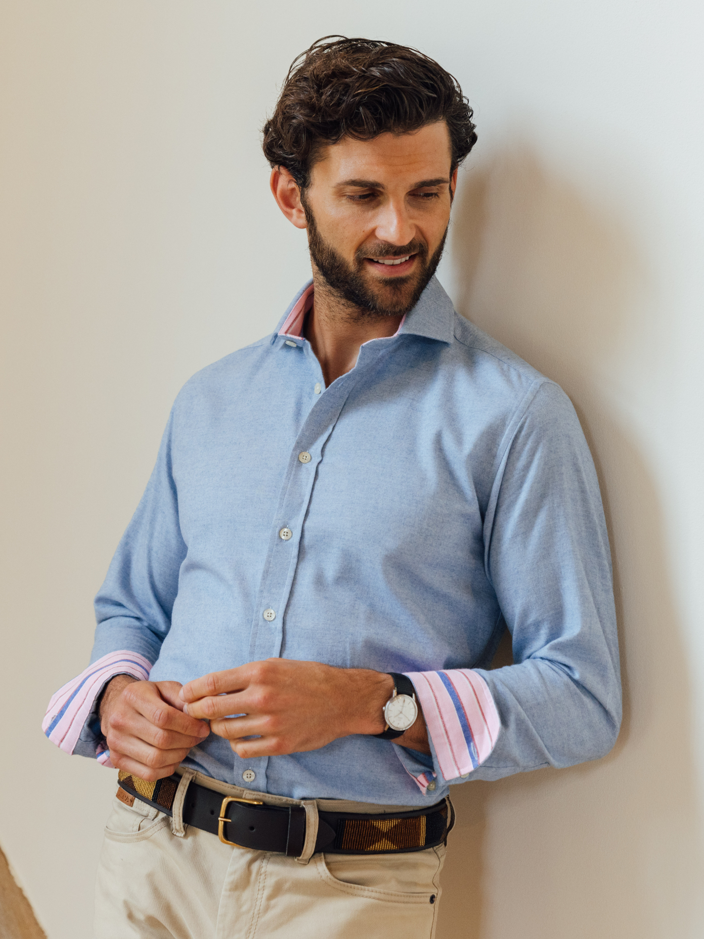 Blue Cotton-Cashmere Shirt