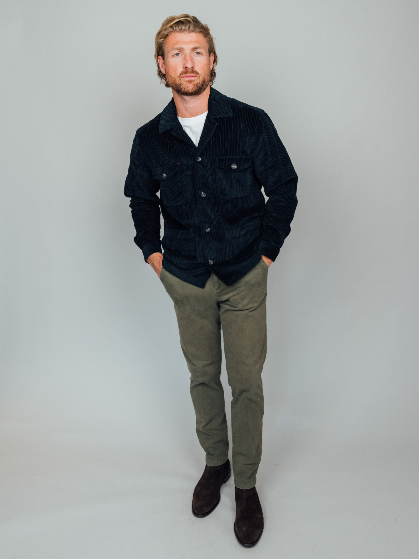 Dark Navy Cord Shirt-Jacket by Koy Clothing