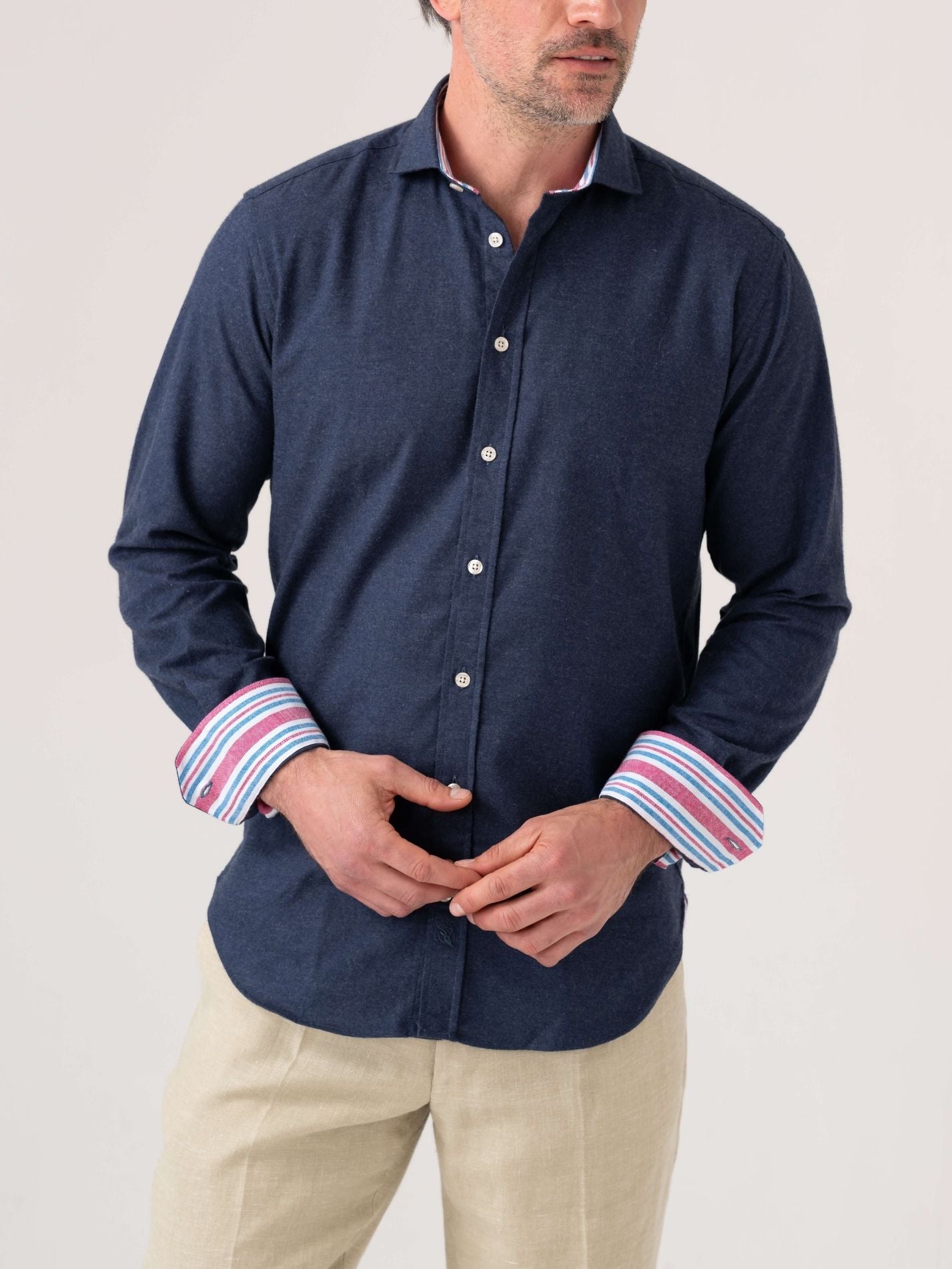 Navy Cotton-Cashmere Shirt