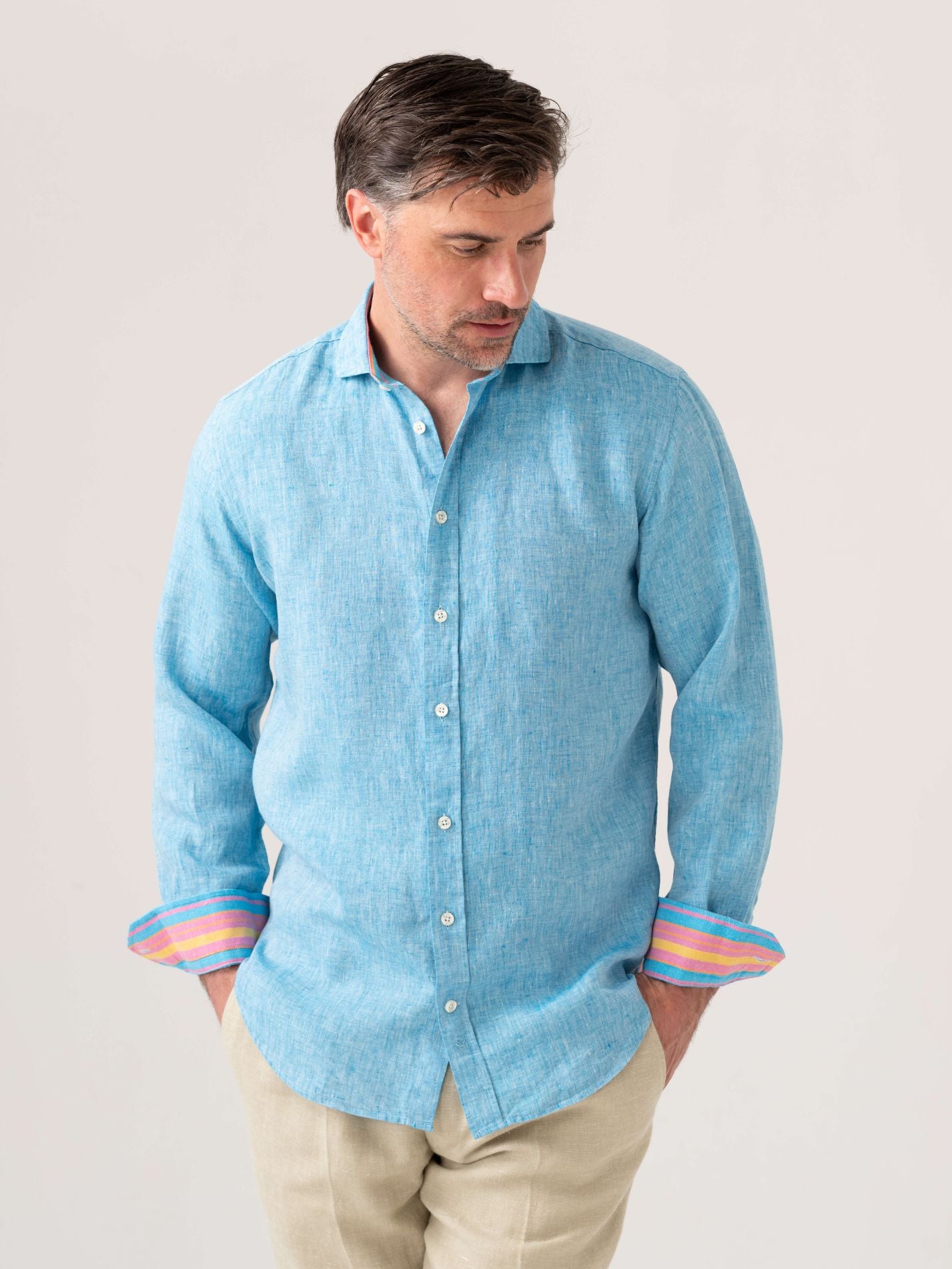 Nyota Turquoise Linen Shirt by Koy Clothing