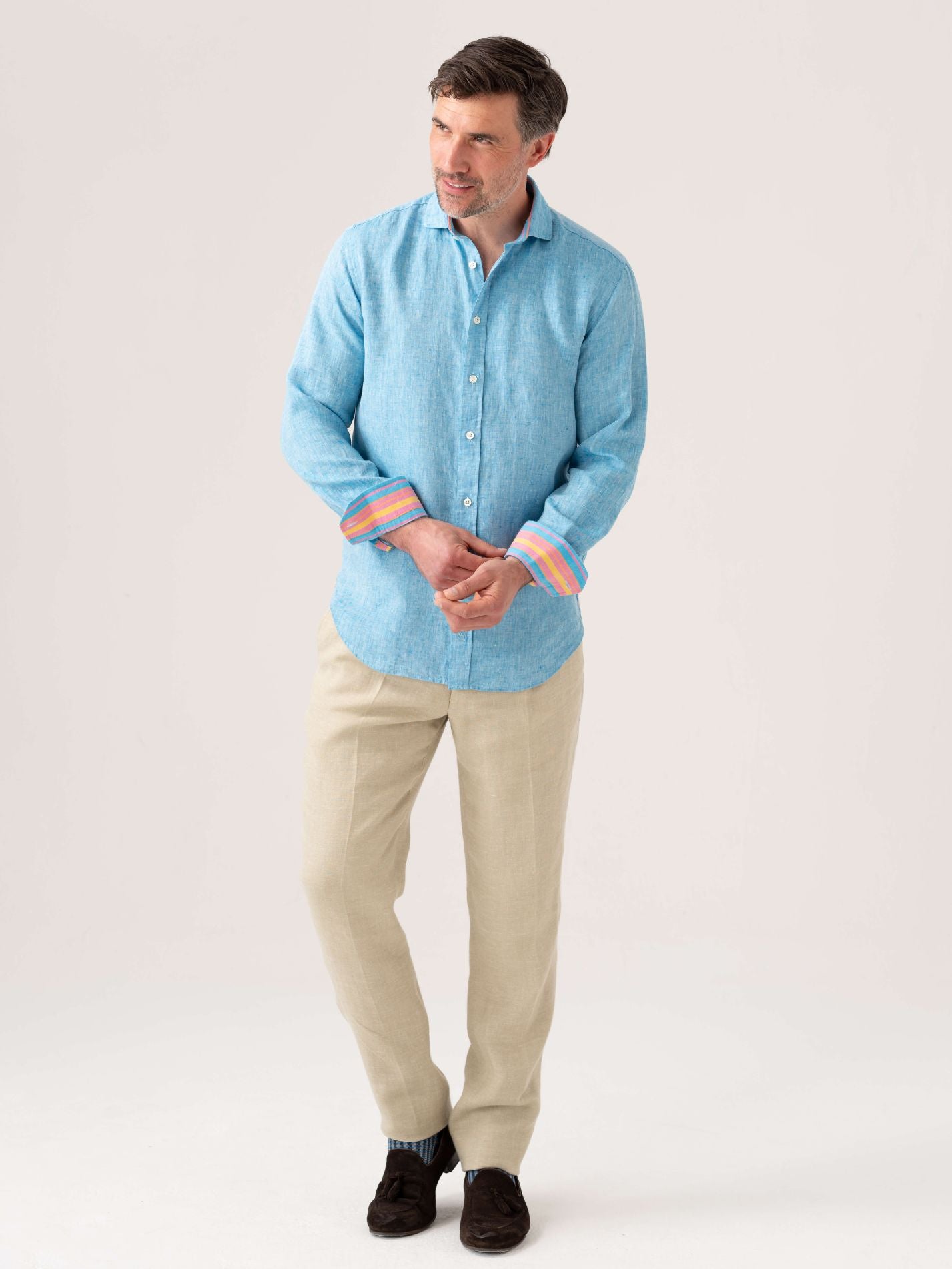 Nyota Turquoise Linen Shirt by Koy Clothing