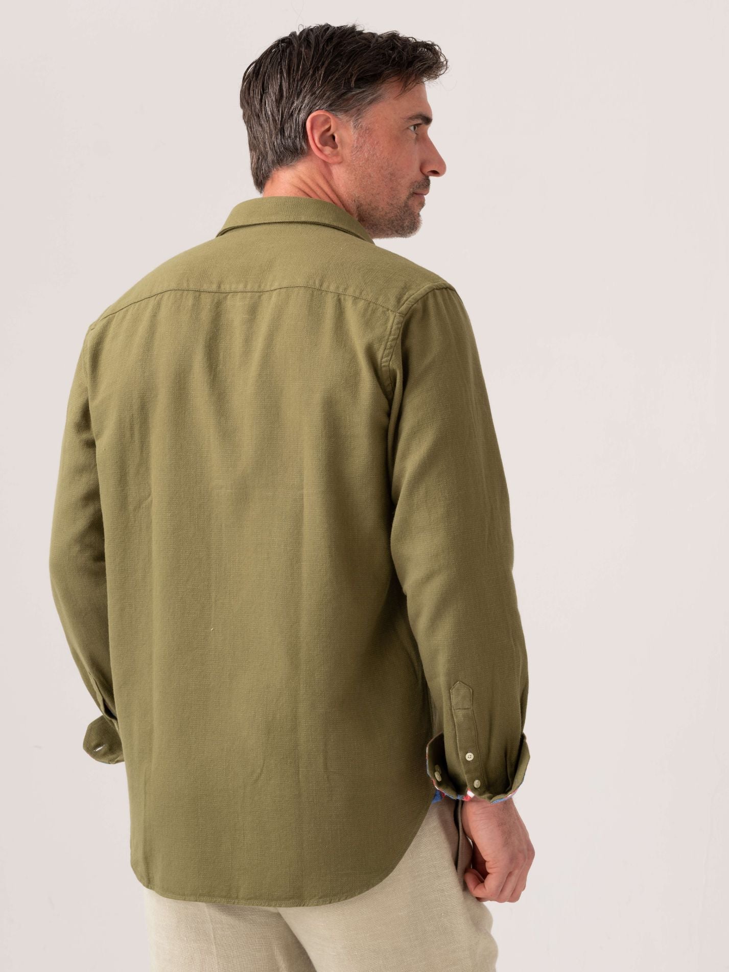 Olive Brushed Cotton Shirt
