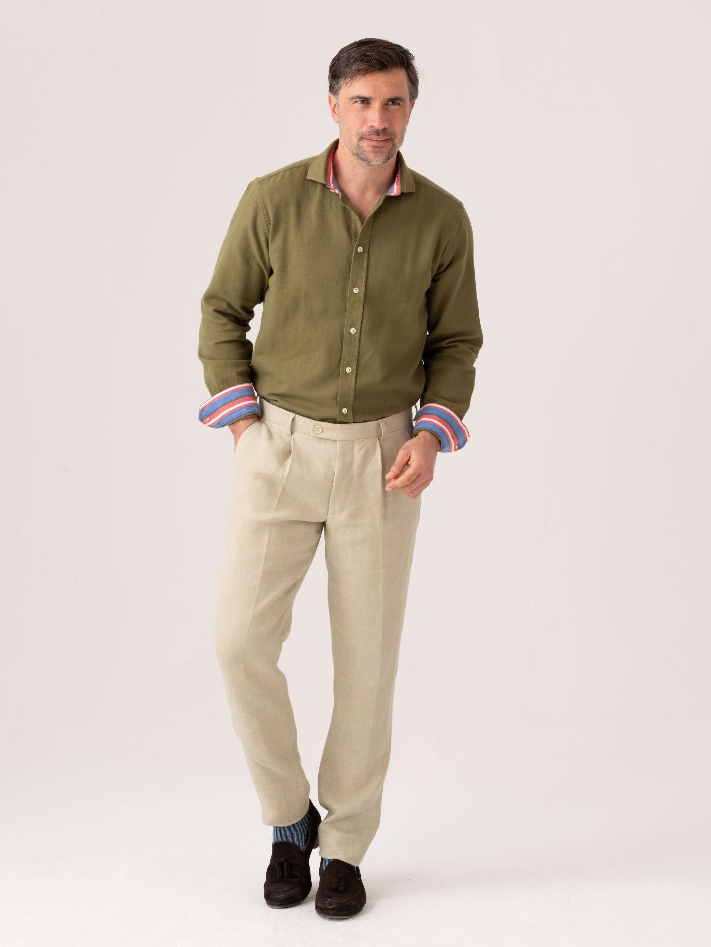 Olive Brushed Cotton Shirt