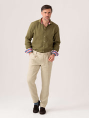 Olive Brushed Cotton Shirt