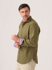 Olive Brushed Cotton Shirt