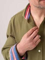 Olive Brushed Cotton Shirt