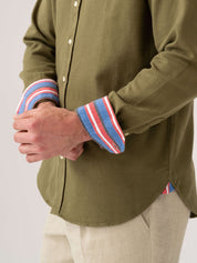 Olive Brushed Cotton Shirt