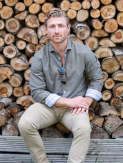 Olive Cotton-Cashmere blend shirt