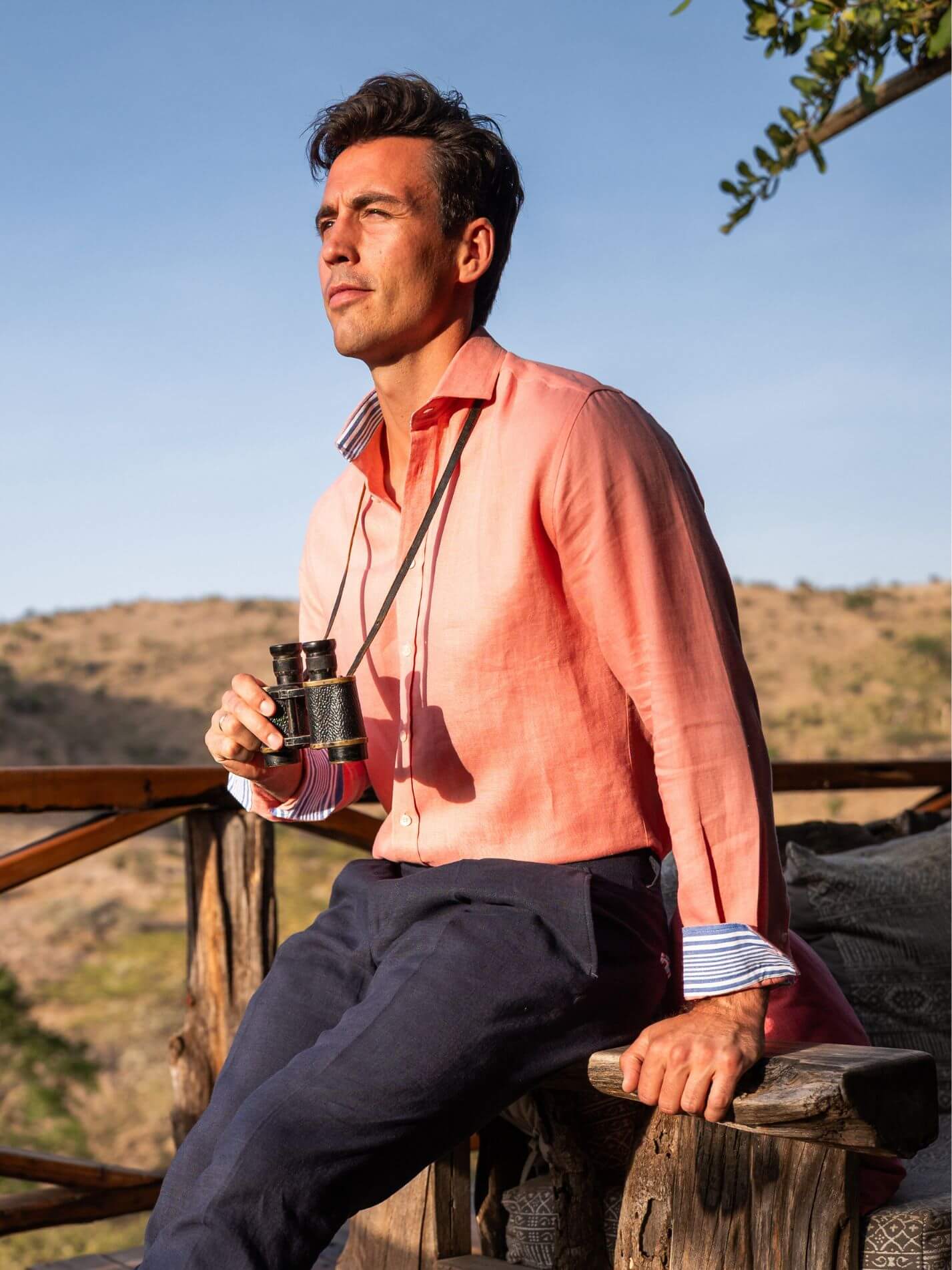 salmon color dress shirt Men's Salmon Pink Linen Shirt