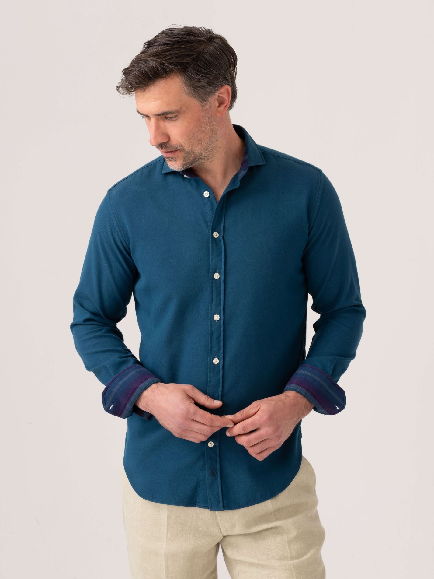 Ziwa Teal-Blue Kabisa Kenyan Kikoy Shirt by Koy Clothing