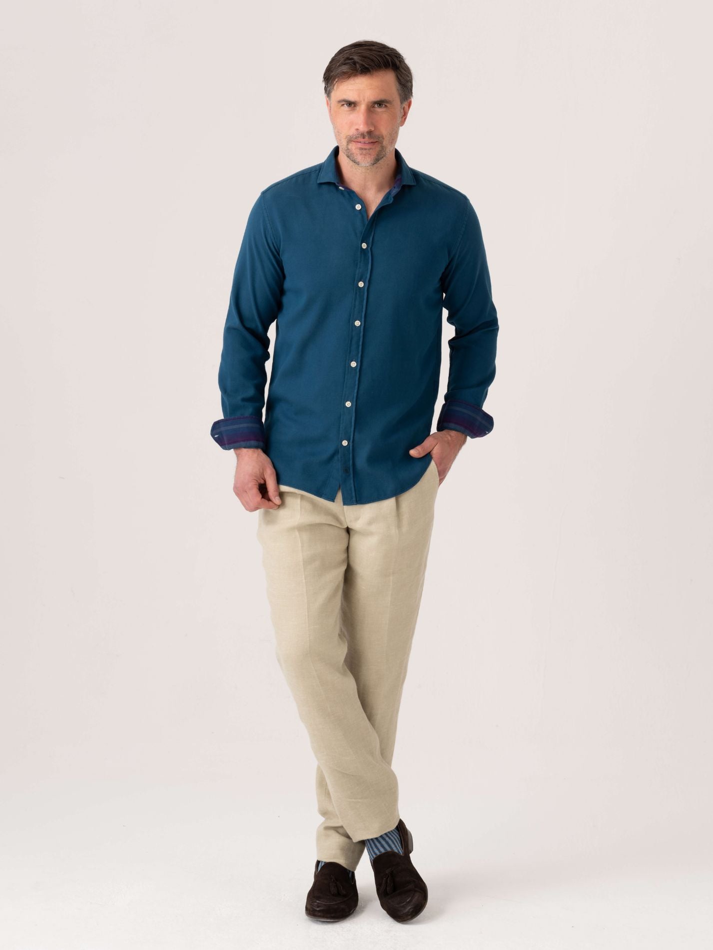 Ziwa Teal-Blue Kabisa Kenyan Kikoy Shirt by Koy Clothing