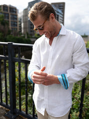 White Linen Shirt - Cutaway Collar