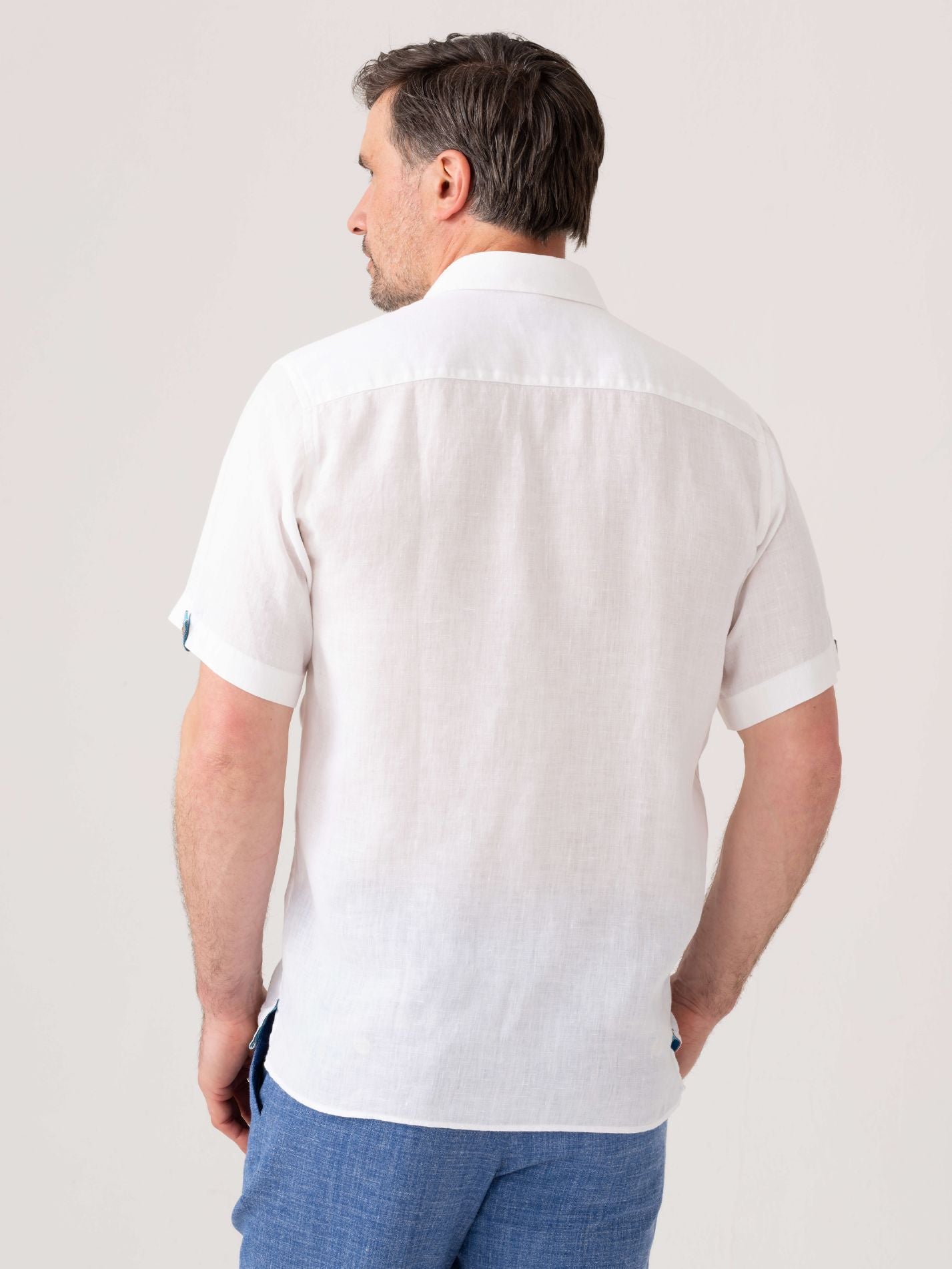 White Short-Sleeved Linen Shirt