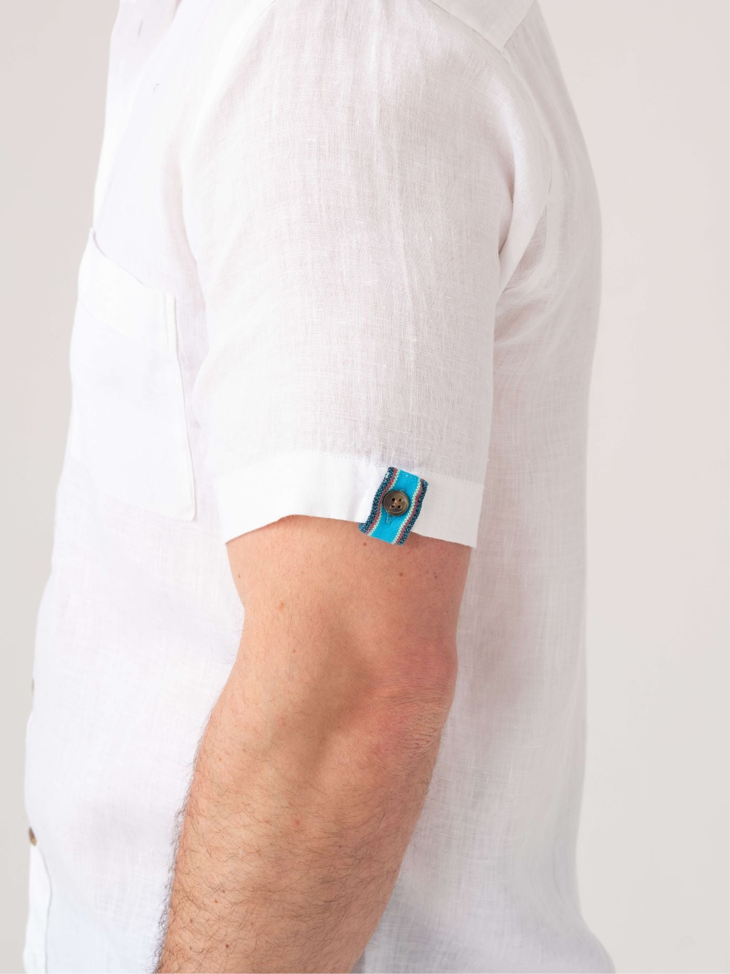 White Short-Sleeved Linen Shirt