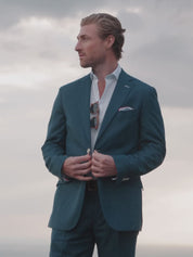 Royal Blue Blazer made from linen, wool and silk
