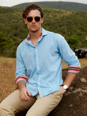Anga Sky-Blue Linen Shirt