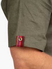 Khaki Short-Sleeved Linen Shirt