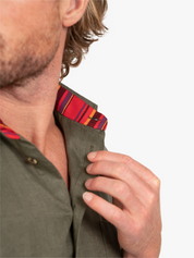 Khaki Short-Sleeved Linen Shirt