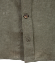 Khaki Short-Sleeved Linen Shirt