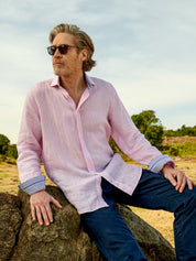 Flamingo Pink Linen Shirt