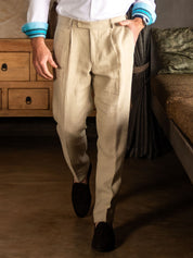 Pale Beige Linen Suit Trousers