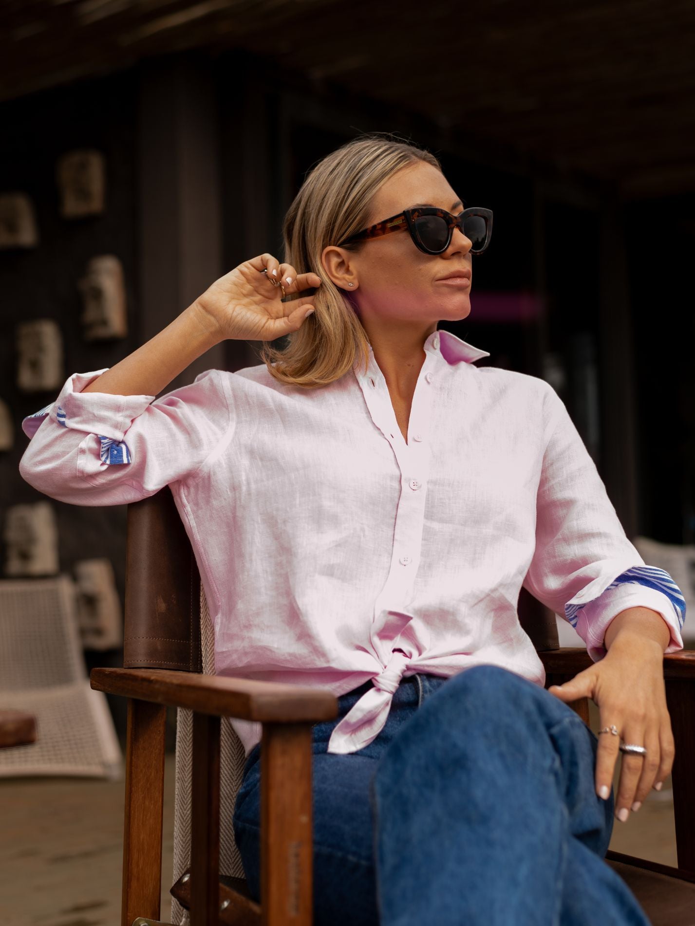 Women's Pink Linen Shirt