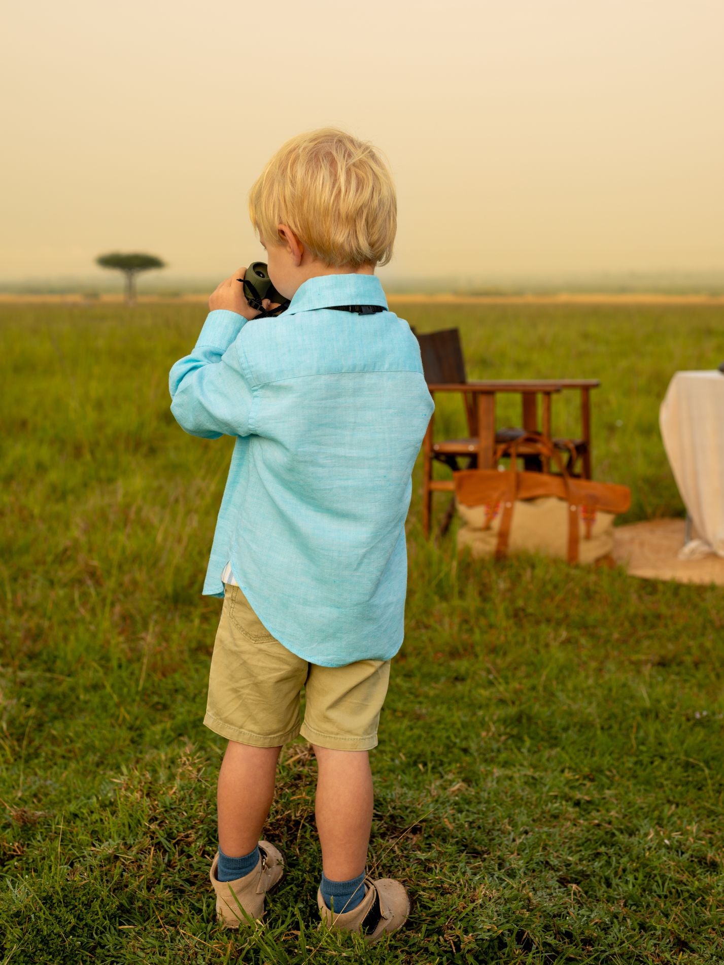 Boys Turquoise Linen Shirt