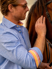 Deep Blue Cotton/Linen Shirt