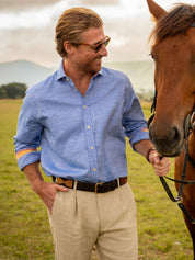 Deep Blue Cotton/Linen Shirt