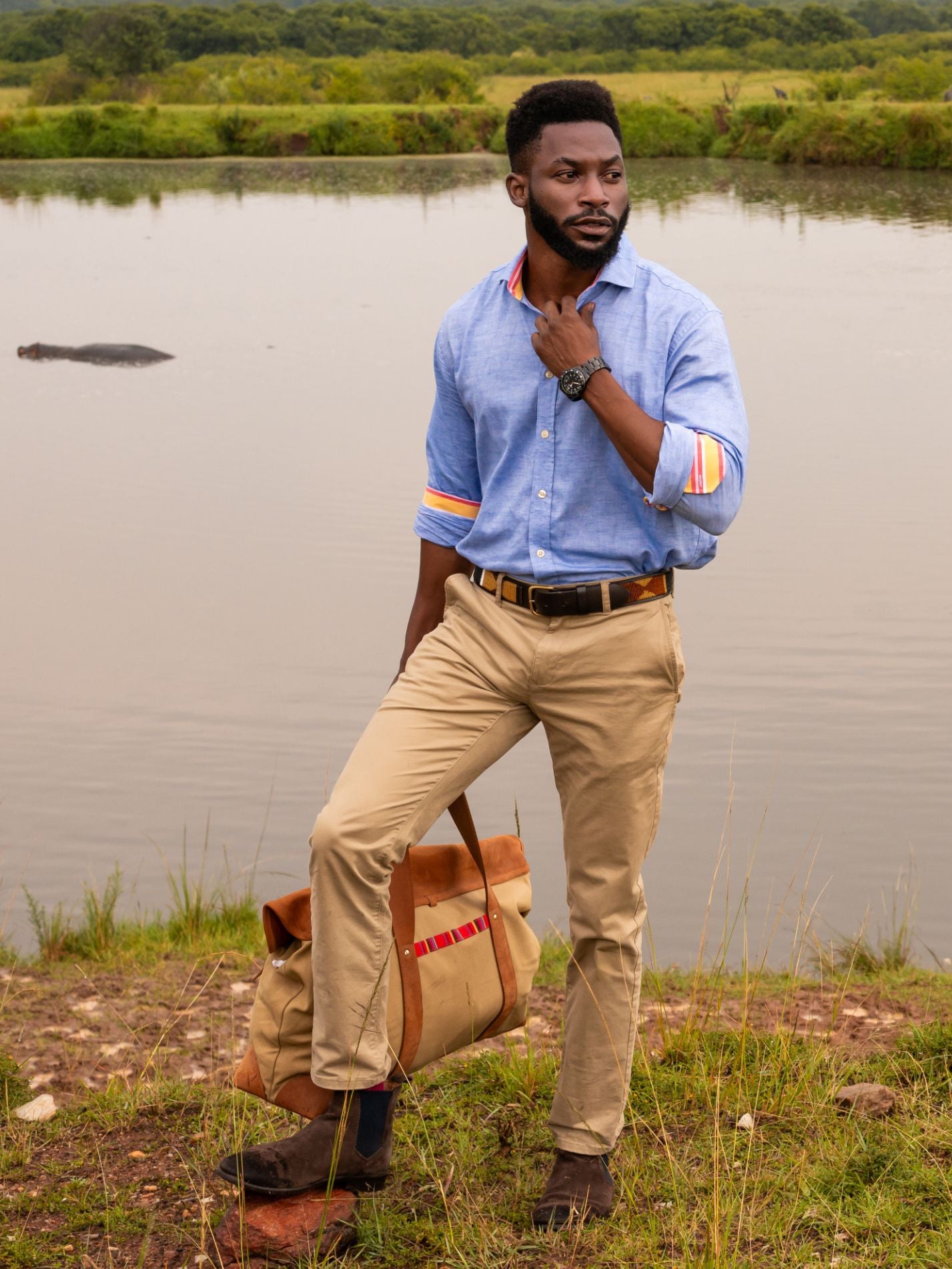 Deep Blue Cotton/Linen Shirt