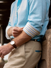 Pale Turquoise Cotton/Linen Shirt